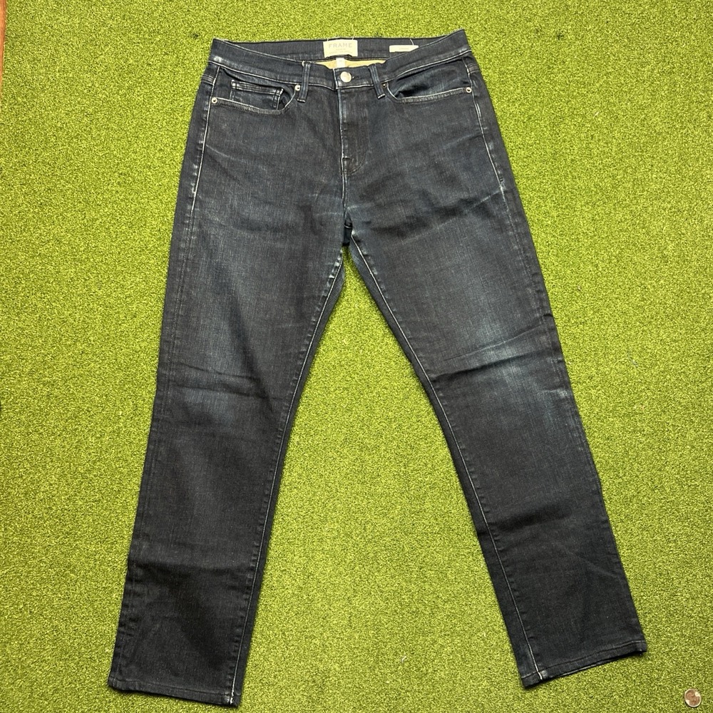 FRAME L'Homme Denim Jeans Men's 33 Edison Zip Fly Button Dark Wash